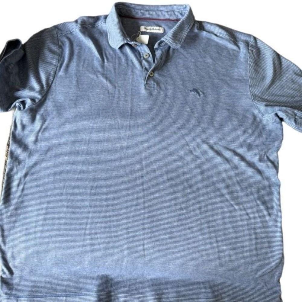 Tommy Bahama | Men's blue striped Henley | Collared Shirt | size XL